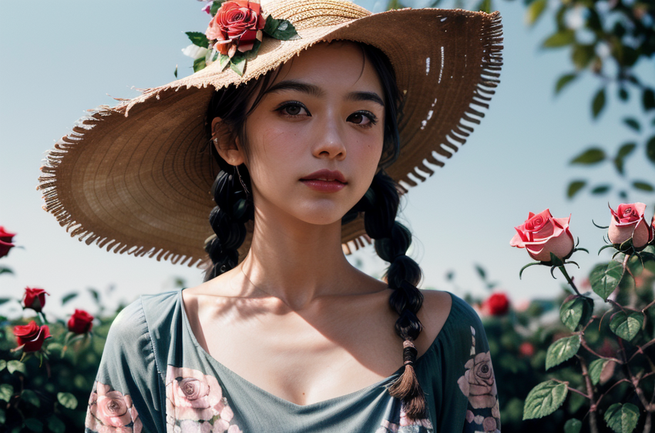 00619-994967836-_lora_caomao_0.8_1girl, solo, hat, braid, twin braids, flower, blurry background, black hair, straw hat, blurry, collarbone, upp.png